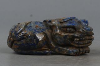 Chinese Exquisite Hand - Carved Brave Troops Carving Lapis Lazuli Statue photo