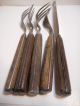 4 Antique Wooden Handled 4 - Prong Forks 1 Knife Civil War Americana Utensils Primitives photo 9