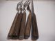 4 Antique Wooden Handled 4 - Prong Forks 1 Knife Civil War Americana Utensils Primitives photo 8