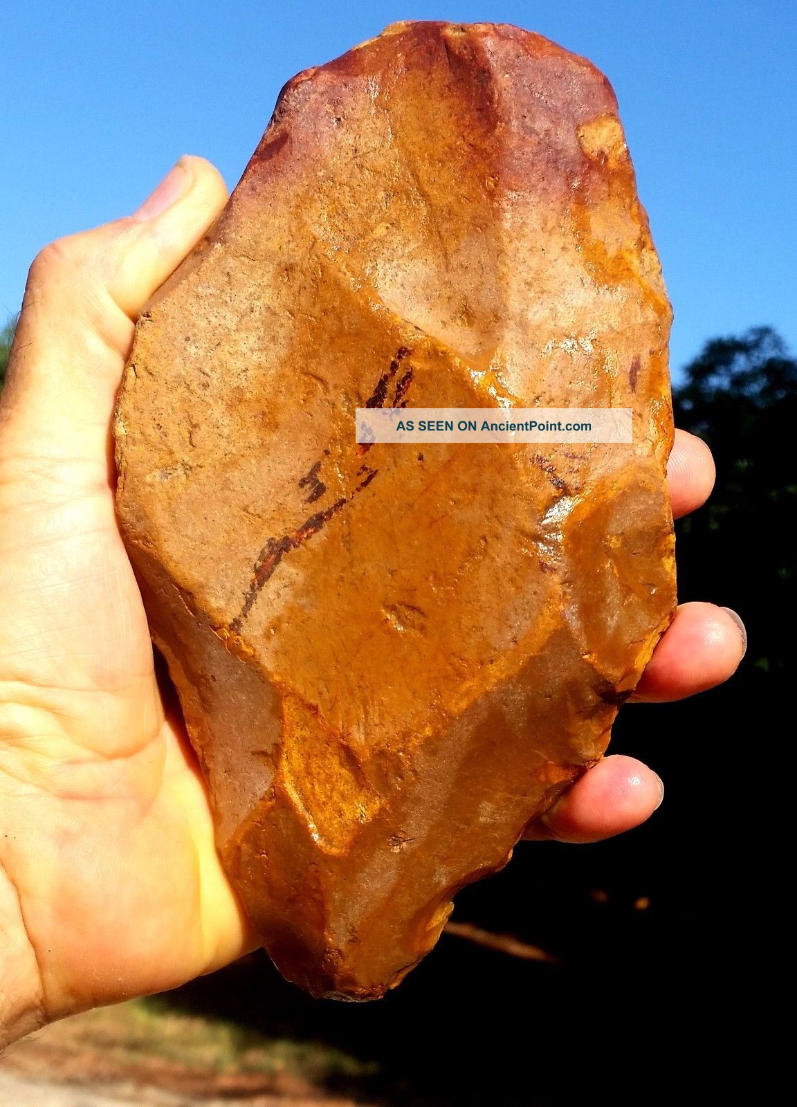900 Gram Flint Stone Large Hand Axe Tool Neanderthal Neolithic & Paleolithic photo
