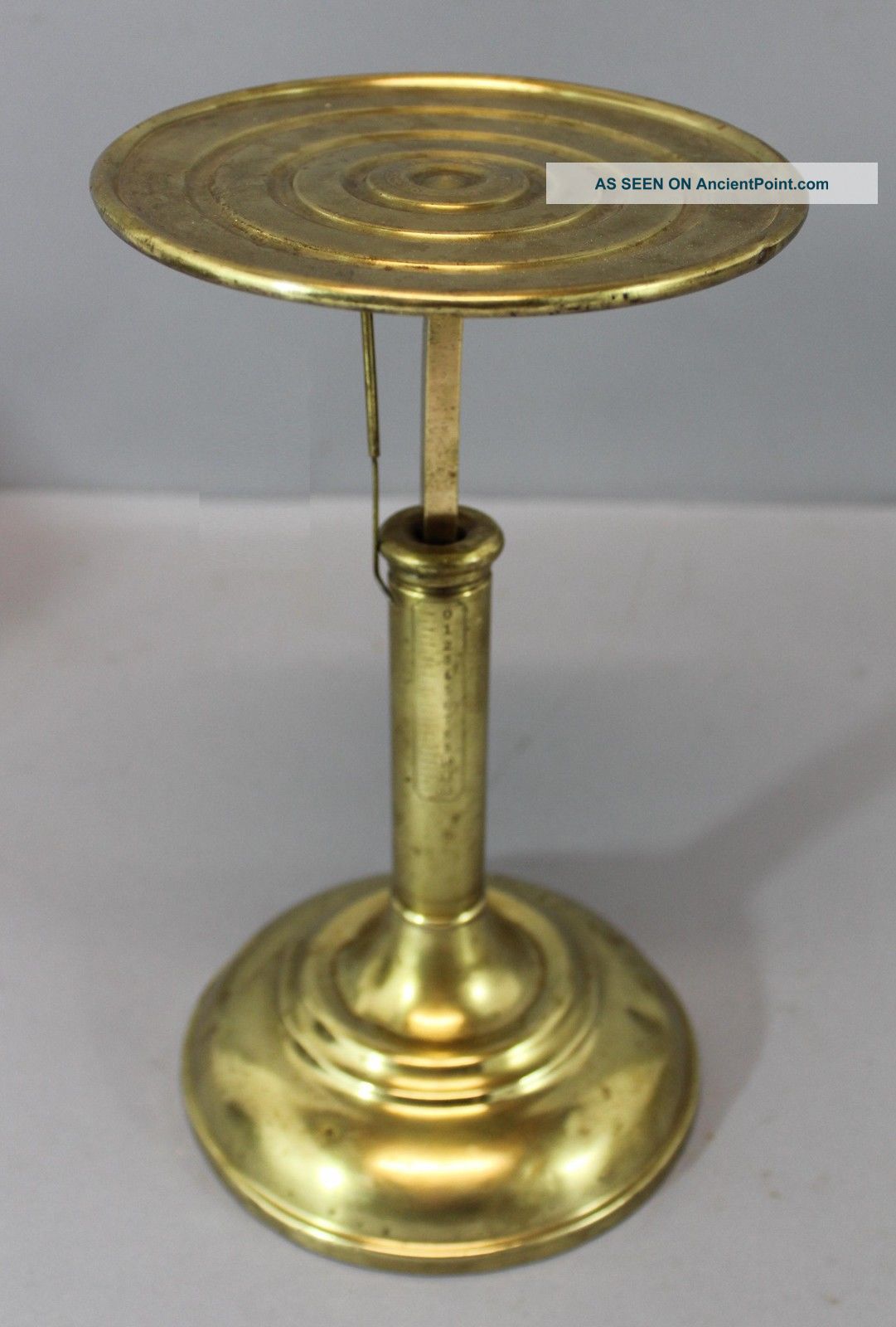 Rare Antique 1878 Brass L.  E.  Browns Apothecary Pharmacy Postal Candlestick Scale Scales photo