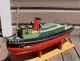 Antique Vintage Toy Bassett Lowke Model Wooden Toy Motored Boat Tugboat & Barge Model Ships photo 3