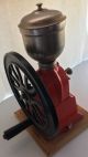 Vintage Spanish Cast Iron 1930s Red Elma Coffee Grinder Black Single Wheel Other Mercantile Antiques photo 9