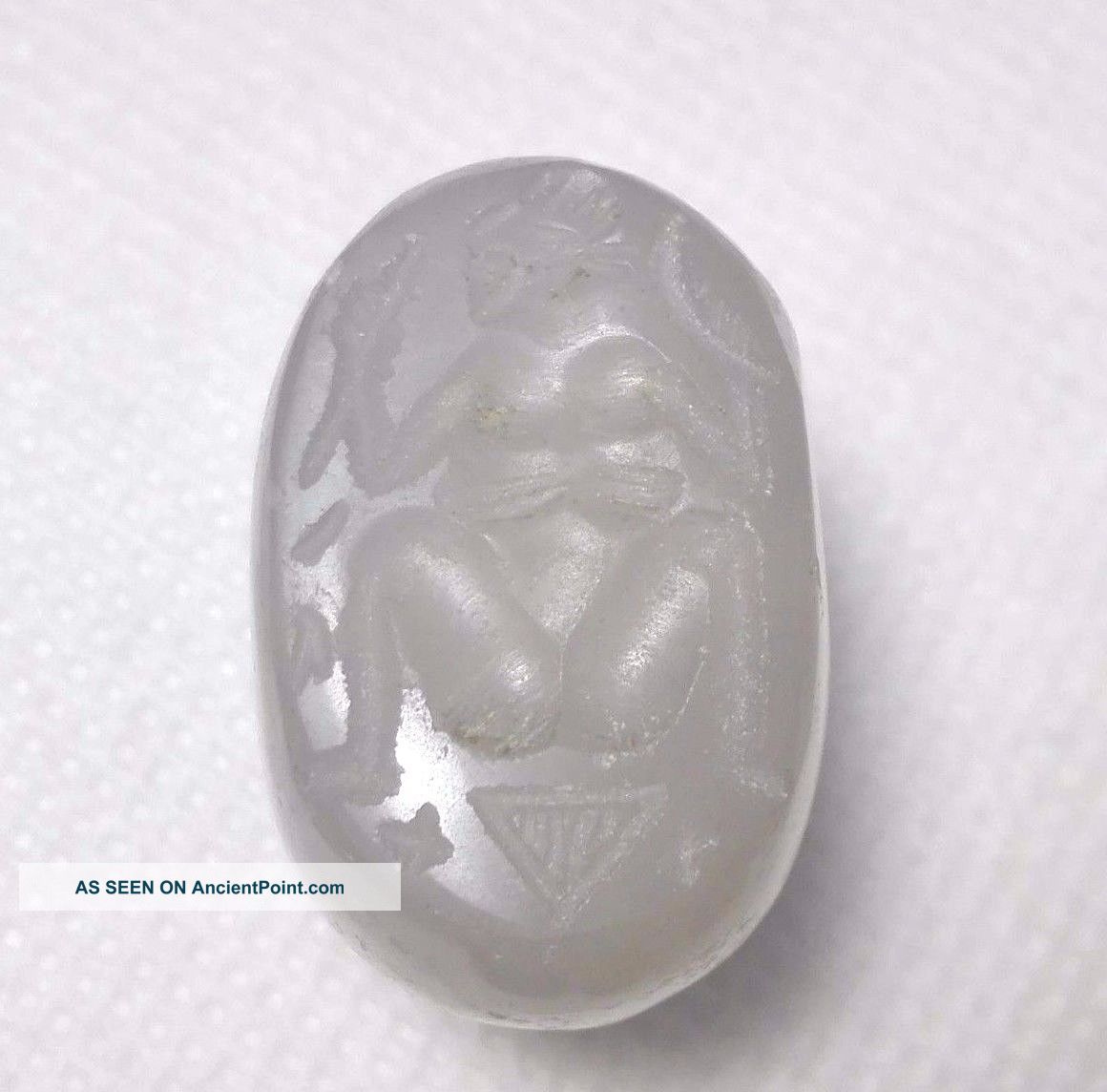 Quartz Antique Crystal Intaglio Stone Seal Bead Pendant 23 G. Near Eastern photo
