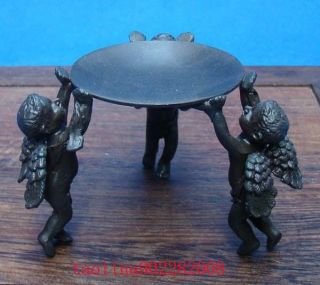 Antique Collectible Handmade Candlestick Copper People & Plate Deco Art photo