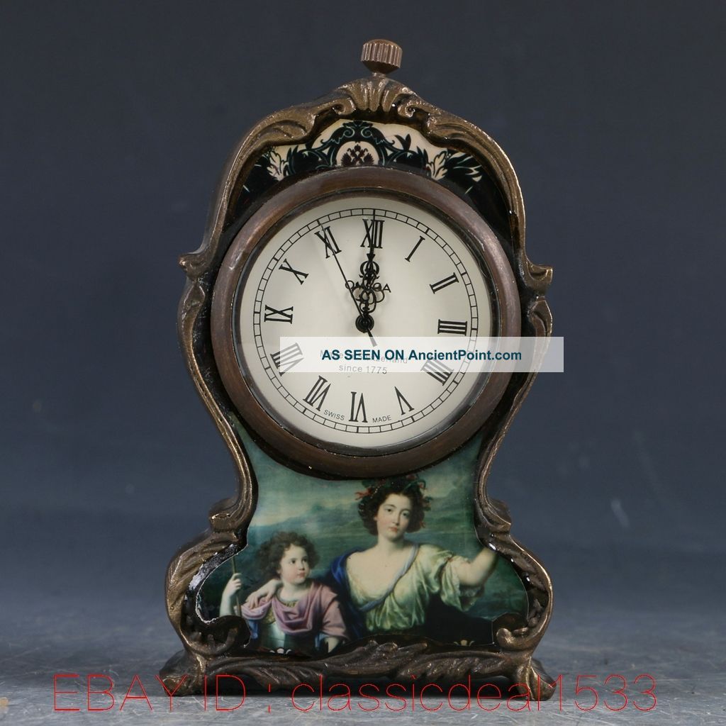 Vintage Collectible Old Chinese Brass Handwork People Mechanincal Globe Clock Clocks photo