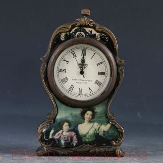 Vintage Collectible Old Chinese Brass Handwork People Mechanincal Globe Clock photo