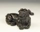 Antique Old Chinese Carved Hardwood Statue Of Recumbent Dog Figurines & Statues photo 1