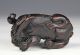 Antique Old Chinese Carved Hardwood Statue Of Recumbent Dog Figurines & Statues photo 2