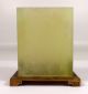 Antique Vtg Chinese Jade Stone Etched Brass Footed Matchbox Holder Stand Boxes photo 1