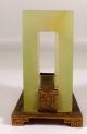 Antique Vtg Chinese Jade Stone Etched Brass Footed Matchbox Holder Stand Boxes photo 8