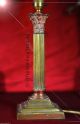 Vintage Heavy Brass & Chrome Corinthian Column Lamp Opaline Deco Globe Shade Art Deco photo 4
