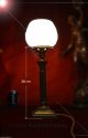 Vintage Heavy Brass & Chrome Corinthian Column Lamp Opaline Deco Globe Shade Art Deco photo 8