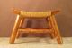 Vtg Heavy Frame Natural Wood Stool Twisted Reed Wicker Weaved Caned Curved Seat 1900-1950 photo 2