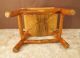 Vtg Heavy Frame Natural Wood Stool Twisted Reed Wicker Weaved Caned Curved Seat 1900-1950 photo 4