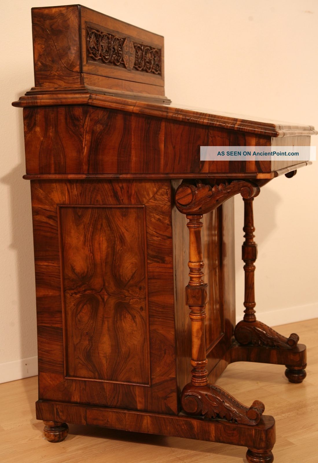 Antique Carved Olive - Wood Quill Pen Writing Desk,  From Jerusalem,  Aprox.  1800 ' S 1800-1899 photo