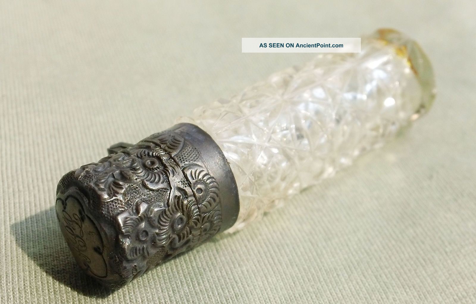 Antique Estate Victorian 1891 Signed Sterling Silver Cut Glass Perfume Bottle Perfume Bottles photo