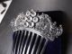 Antique Victorian Silver Plate Hair Comb W/large White Cut Glass Rhinestones Victorian photo 2