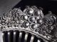 Antique Victorian Silver Plate Hair Comb W/large White Cut Glass Rhinestones Victorian photo 4