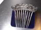 Antique Victorian Silver Plate Hair Comb W/large White Cut Glass Rhinestones Victorian photo 5