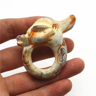Chinese Hongshan Culture Jade - Carved Exquisite Dragon Necklace Pendant F462 photo