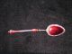 Antique White Bead Red Enamel Demitasse Spoon.  930s Sterling Silver Gilt Spoon Flatware & Silverware photo 4