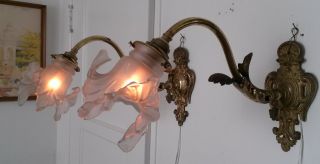 Vintage French Sconces Chandelier Light Fixture Antique Shabby Chic Rose Angel photo