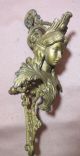 2 Antique Ornate Figural Gilt Brass Wall Sconce Lamp Part Hook Hanger Chandeliers, Fixtures, Sconces photo 4