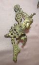 2 Antique Ornate Figural Gilt Brass Wall Sconce Lamp Part Hook Hanger Chandeliers, Fixtures, Sconces photo 5