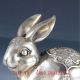 Old Chinese Silver Bronze Hand Made Carved Lovely Rabbit Statue Figurines & Statues photo 1