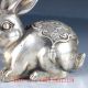 Old Chinese Silver Bronze Hand Made Carved Lovely Rabbit Statue Figurines & Statues photo 2