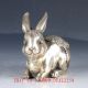 Old Chinese Silver Bronze Hand Made Carved Lovely Rabbit Statue Figurines & Statues photo 3