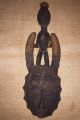 Vintage Hand - Carved Wooden Baule,  Ivory Coast Mask African Art Horns 21 