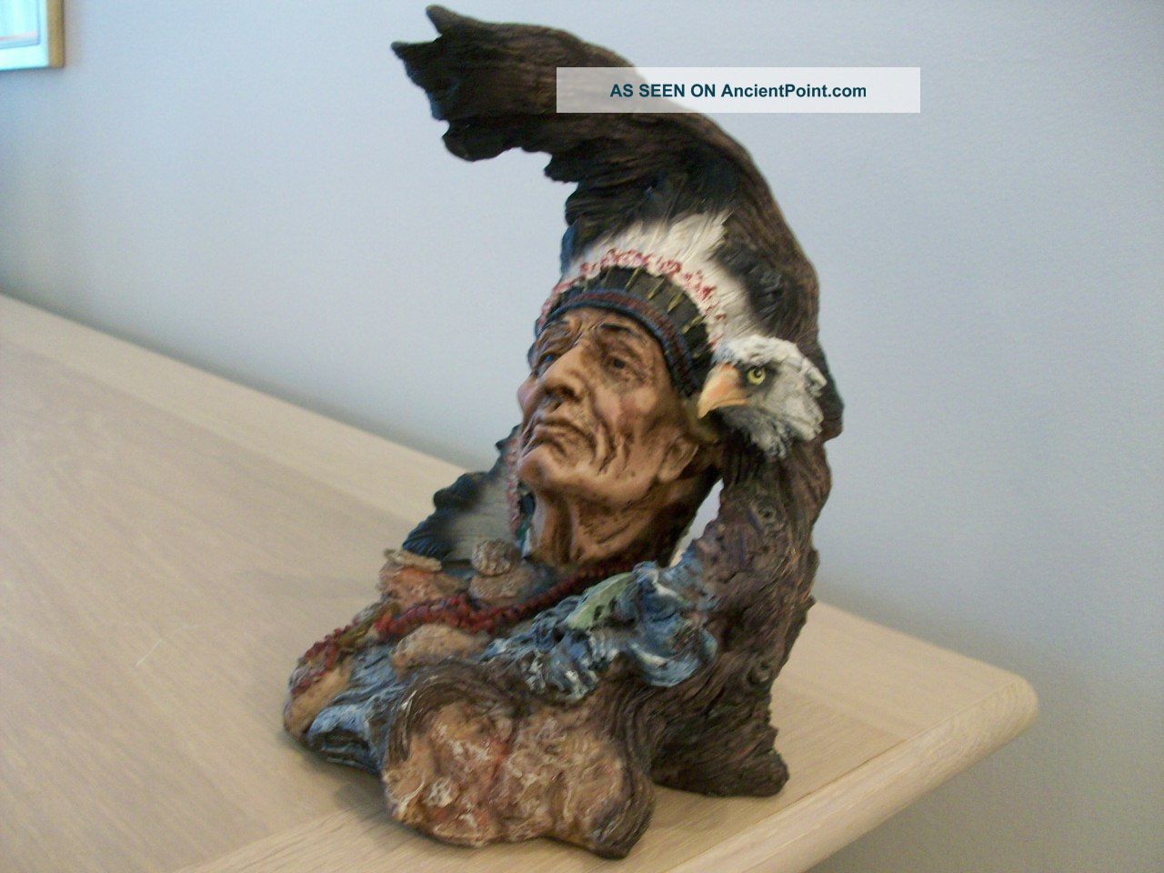 A Native American Indian Chief With Eagle Figurene Native American photo