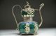 Delicate Chinese Silver Dragon Inlaid Jade Handmade Carved Monkey Flagon Teapots photo 1