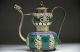 Delicate Chinese Silver Dragon Inlaid Jade Handmade Carved Monkey Flagon Teapots photo 4