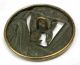 Lg Sz Antique Pierced Brass Button Egyptian Queen On Balcony Scene - 1 & 3/8 