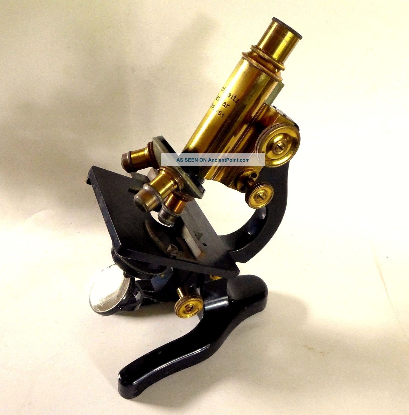 1929 E.  Leitz Wetzlar Brass Microscope W/matched Case,  Mechanical Stage Microscopes & Lab Equipment photo