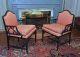 Pair Faux Bamboo Fire Side Lounge Or Club Armchairs Vintage Hollywood Regency 1800-1899 photo 1