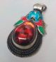 Tibet Silver Mosaic Heart - Shaped Red Zircon Cloisonne Plum Flower Pendant Necklaces & Pendants photo 3