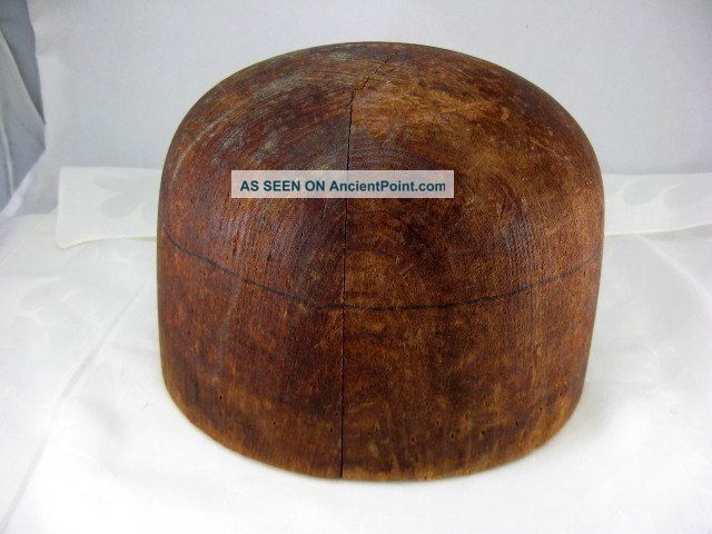 Antique Vtg Millinery Hat Wig Sizing Block Form Mold Wood Head Hatters Chicago Industrial Molds photo