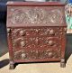 Rare Victorian Oak Heavily Carved Antique Parlor Icebox Lion ' S Faces Rope Twist Ice Boxes photo 9