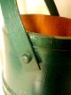 Vintage Wood Firkin - Wooden Sugar Bucket - Bentwood Handle - Old Green Paint Primitives photo 5