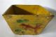 Antique Chinese Folk Art Primitive Rice Scoop Box Chinoiserie Painted Gold Fish Primitives photo 1