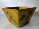 Antique Chinese Folk Art Primitive Rice Scoop Box Chinoiserie Painted Gold Fish Primitives photo 2