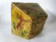 Antique Chinese Folk Art Primitive Rice Scoop Box Chinoiserie Painted Gold Fish Primitives photo 5