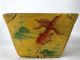 Antique Chinese Folk Art Primitive Rice Scoop Box Chinoiserie Painted Gold Fish Primitives photo 6