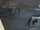 Antique 19c Black Tin Metal Ornate Hasp Hinged Lock Cash Box Lift - Up Bail Handle Primitives photo 6