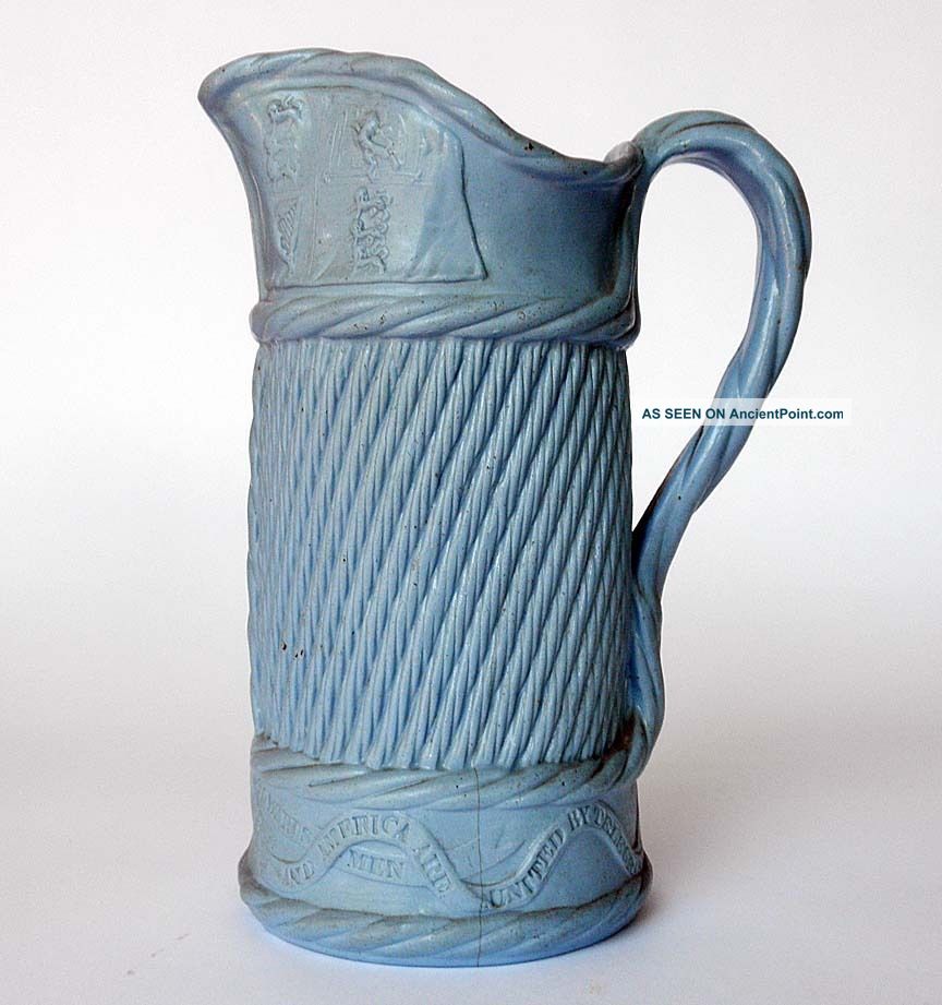 Rare Staffordshire Stoneware Pitcher,  First Atlantic Ocean Telegraph Cable 1858 Engineering photo