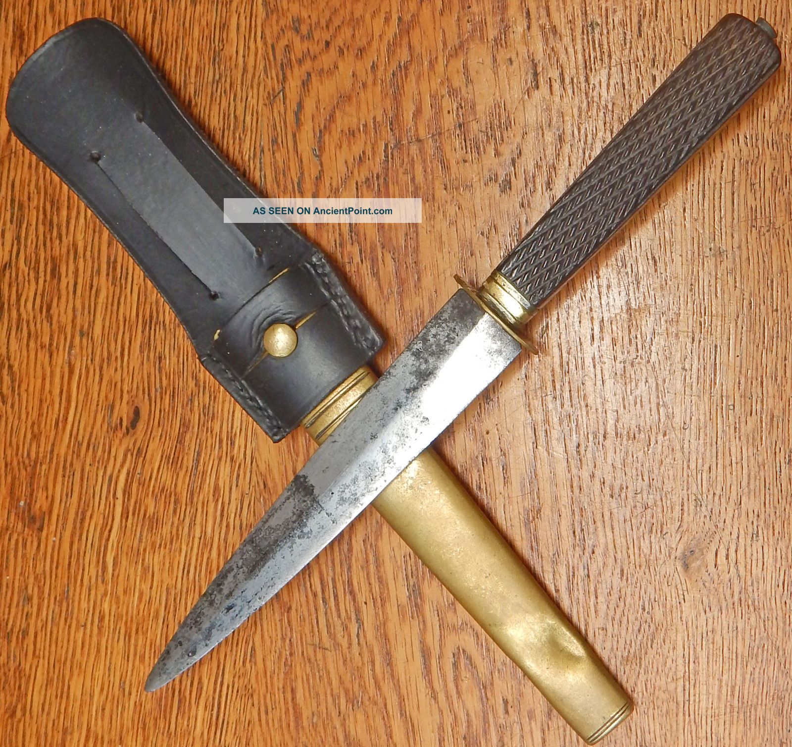 Double Edged Antique Dagger Naval Dirk ? Mohagany ? Handle Other Maritime Antiques photo